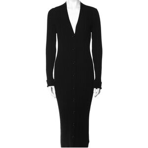 Express Tricot Vintage 1990’s Long Button Down Black Cardigan Sweater/Dress, xs